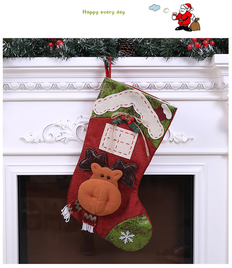 Christmas Sock Gifts Xmas Tree Decor Elk Stockings Pendant Ornaments Kids Candy Bag Gift Christmas Decoration For Shop Store