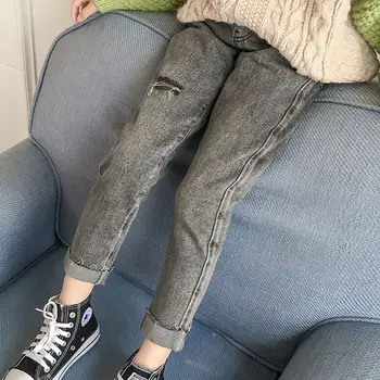 

2020 Spring Autumn Baby Girls Jeans Pants Kids Clothes Cotton Casual Children Trousers Teenager Girls Stretch Denim Pants W489