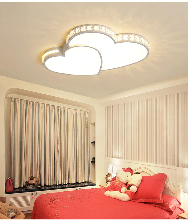 Простой современный романтический в форме сердца светодиодный потолочный светильник креативный Кристалл теплый Свадебный декор для комнаты потолочный светильник WF909540