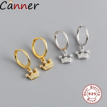 

Canner New Fashion Luxury 100% S925 Sterling Silver Ins Wind Crown With Zircon Wild Earrings For Women Gifts Jewelry C4