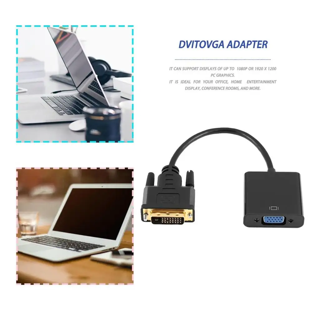 Full HD 1080P DVI-D to VGA Active Adapter Converter Cable 24+1 Pin Male 15Pin Female Monitor for PC Display Card |