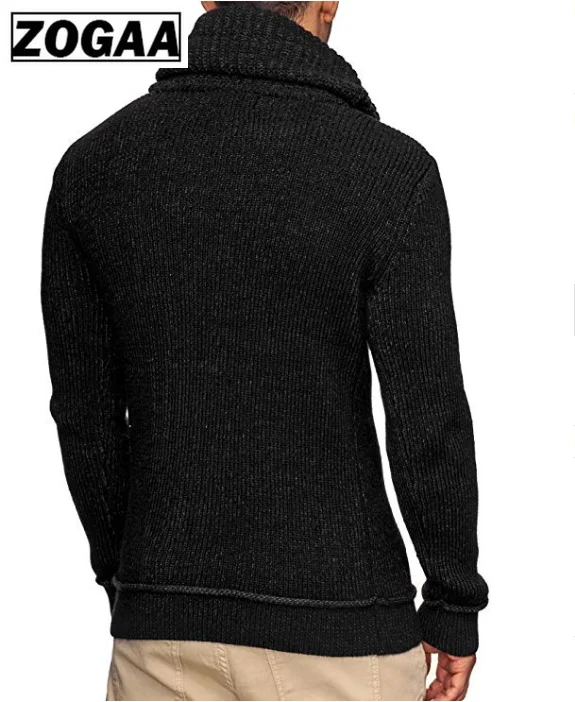 ZOGAA мужской свитер, брендовый мужской однотонный свитер с длинным рукавом и капюшоном, мужской модный Повседневный серый черный приталенный мужской свитер s