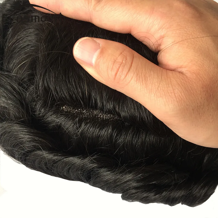 Male Hair Prosthesis Mono Natural Men Wig Hair pieces 100% Human Men Toupee Natural Replacement System Human Toupee