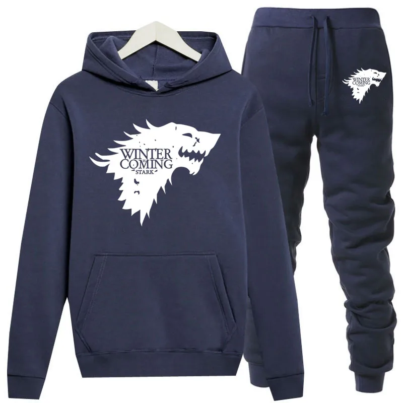Promotion game of Thrones winter comes 2020 new men hoodies sweatpants warm fleece suit mens pullover brand casual sports series men male