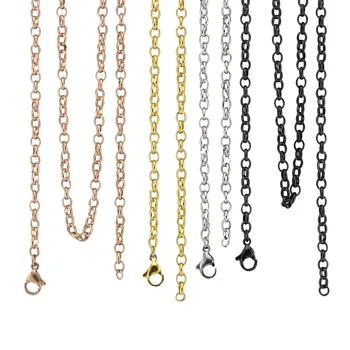 

BOFEE 10PCS Necklace Chain Stainless Steel For Fashion Jewelry Pendant 2.9mm Width 18''-32'' Rolo Metal Link Long Necklace Gifts