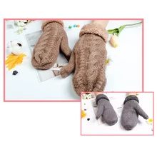 Luvas de lã de malha saco capa masculina e feminina outono e inverno ao ar livre à prova de vento e quente engrossado adulto luvas