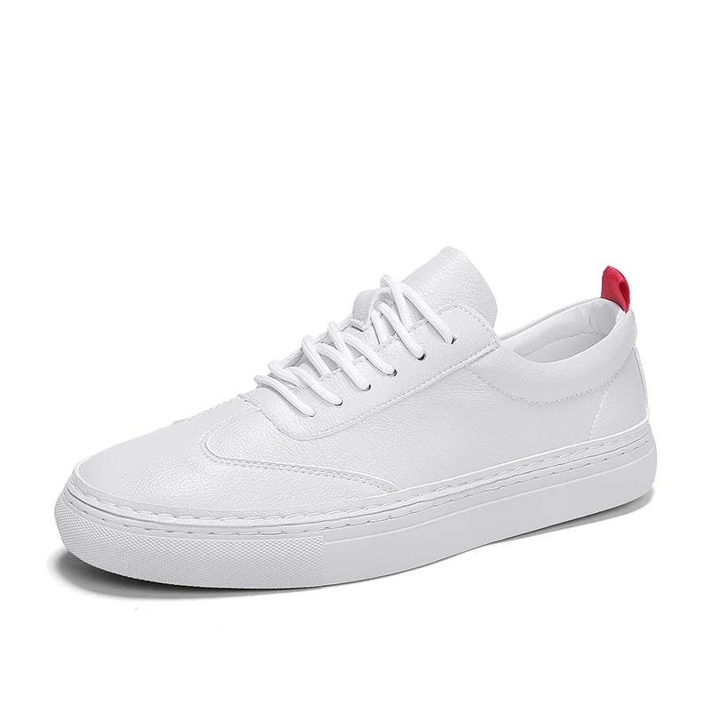 

Fashion White Sneakers Men Breathable Leather Casual Shoes For Men Comfortable Flat Shoes Men Footwear Soulier Homme
