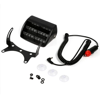 

Car Police Strobe Warning Light Lamp 18 LEDs Dash Emergency 3 Flash Lights 12V clear outer lenses With three suction cups Yellow