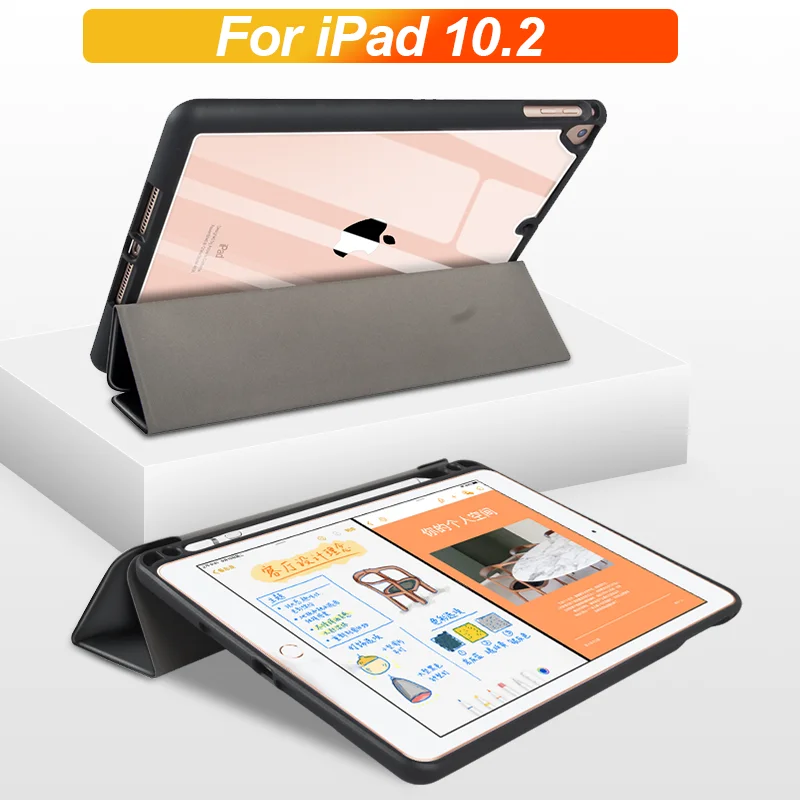 

Case for 2019 10.2 Apple Ipad A2200 A2197 A2198 Cover for Ipad 7 with Pen Slot Slme PU + TPU Transparent Back Shell