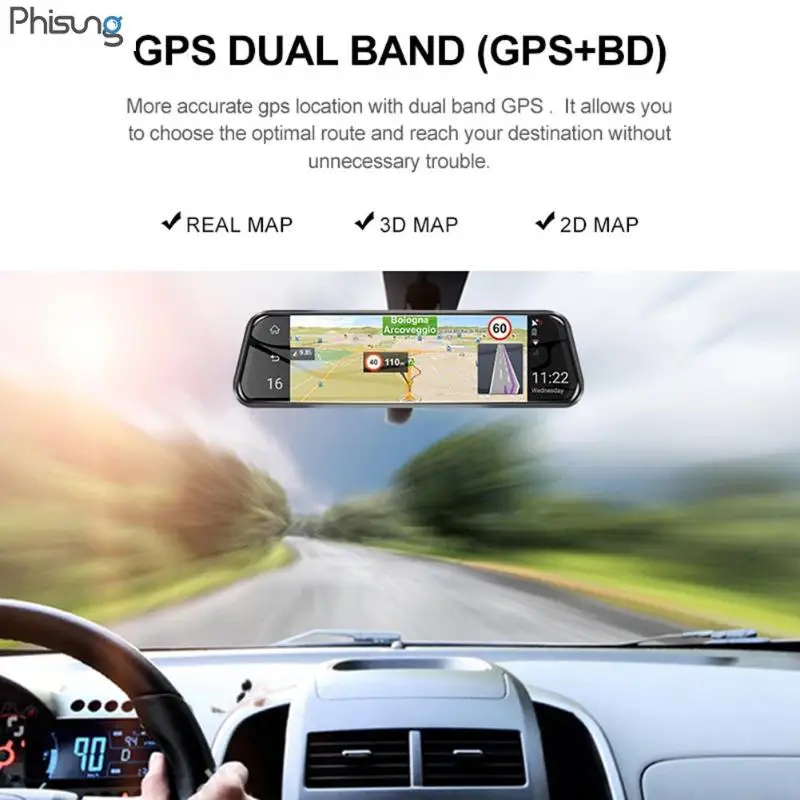 Phisung H58 4G Android 5,1 Автомобильный видеорегистратор Камера gps Nav Bluetooth Dashcam HD с двумя линзами зеркало заднего вида Dash Cam поддержка ADAS/LCWS/FVWS