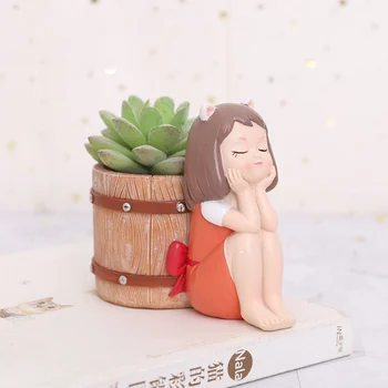 

Cute Cartoon Girl Flowerpot Plant Pot Flower Planter Home Garden Mini Bonsai Cactus Flower Pot Home Decor