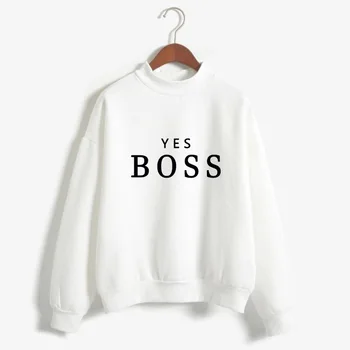 

2019 women's sweatshirt ladies casual letter BOSS printing hooded sweatshirt long-sleeved pullover shirt yes boss Harajuku style
