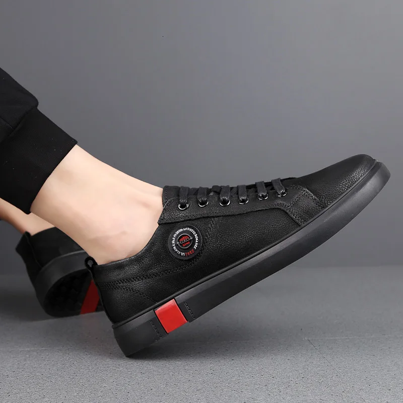 

big size 47 Men Sneakers Luxury brand Fashion Shoes genuine Leather Male Flat shoes lace up Sneakers Brand Casual Shoes k3