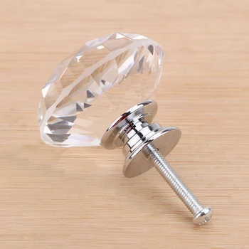 1 Pcs Cabinet Door Wardrobe Handles Glass Knob Cupboard Drawer Pull Kitchen Appliance 3040mm Diamond Shape Design Home Decor