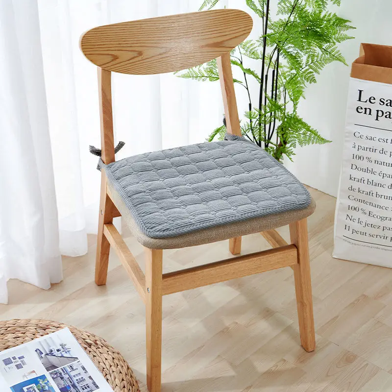 Modern Velvet Quilted Seat Cushion Office Chair Car Cushion Solid Color Short Plush Comfortable Thicken Anti-slip Seat Cushion