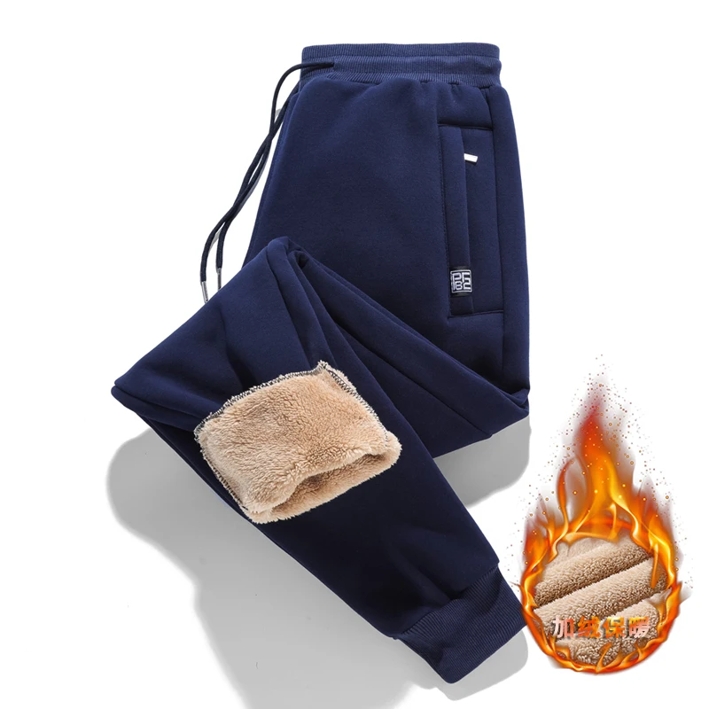 Men's Winter fleece Pants Plus Size 8XL Classic Thick sweatpants Casual Warm Joggers Pants Lamb Cashmere Sweatpant for Men