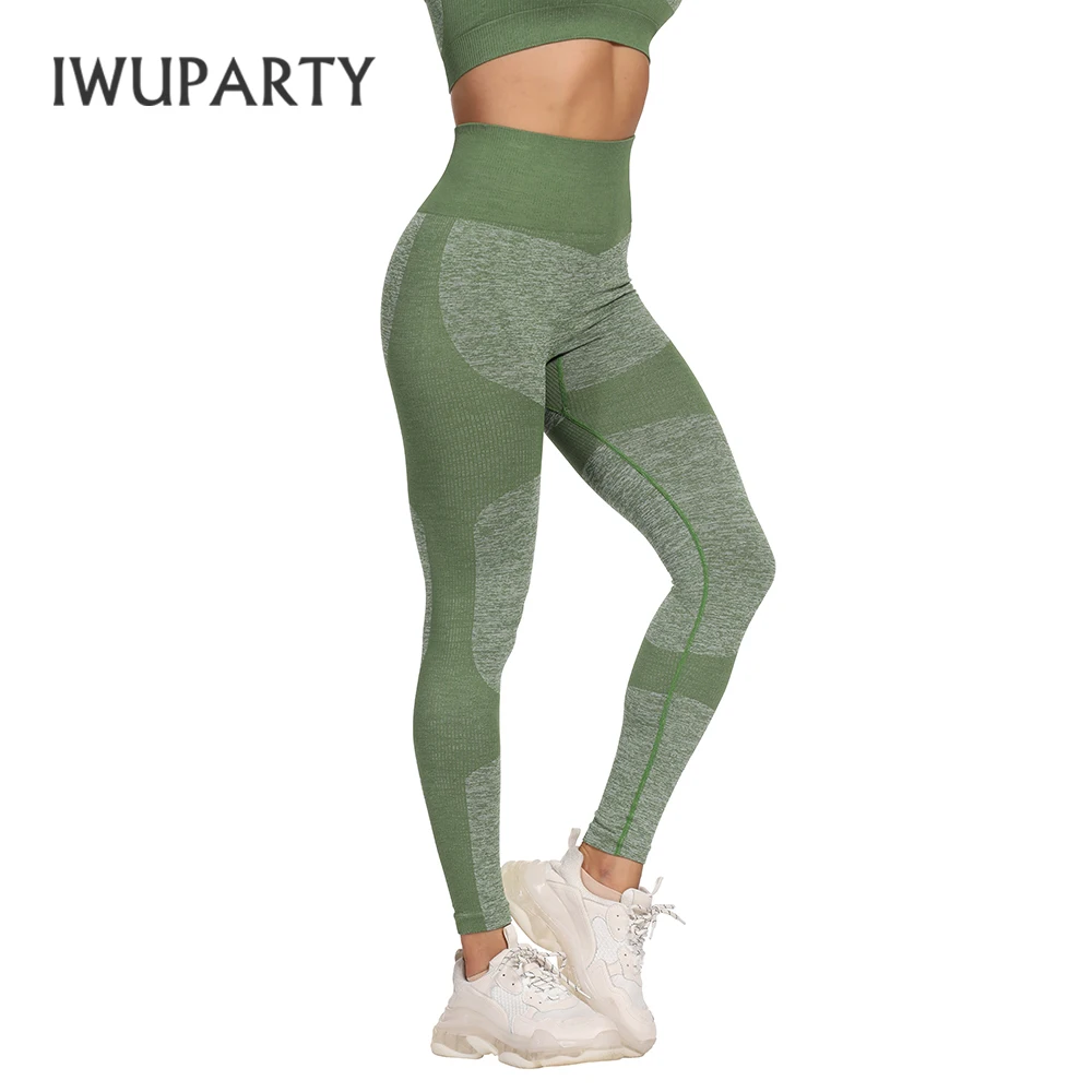 Бесшовные Спортивные Леггинсы IWUPARTY женская одежда для тренажерного зала