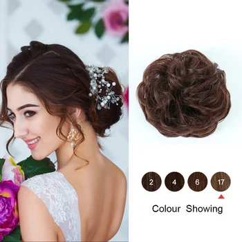 

ValenWigs Messy Bun Synthetic Chignon With Elastic Band Hairpieces Curly Scrunchie Chignon With Rubber Band Donut bun For Women