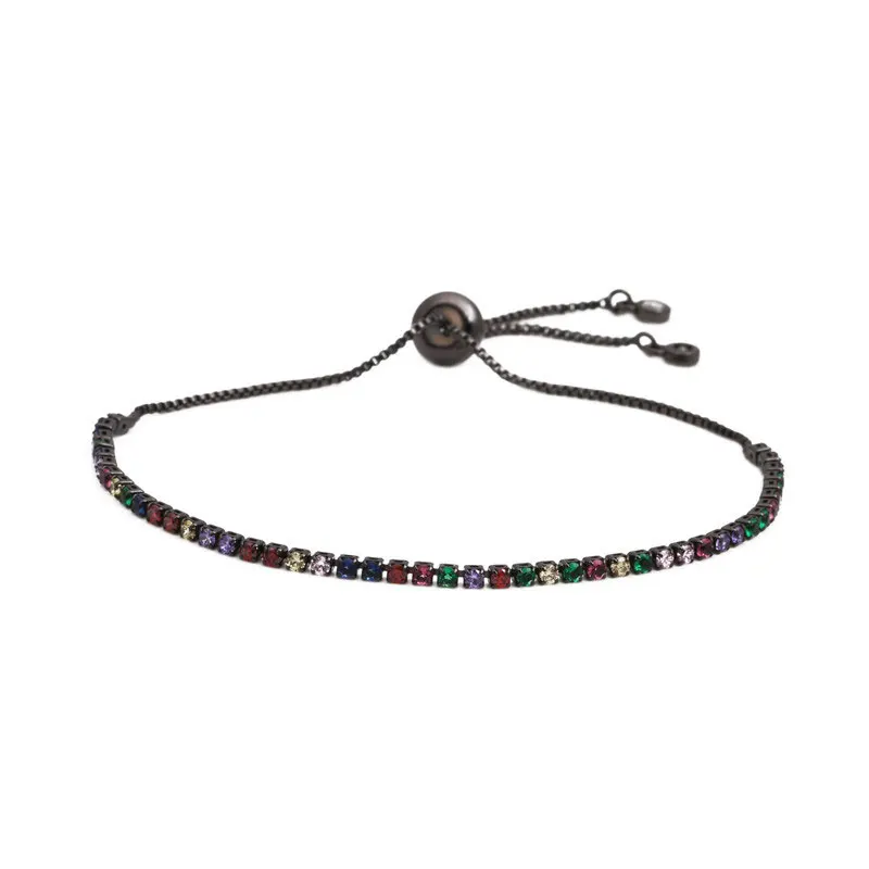 Doreen Box Модный Цветной циркон браслет для женщин вечерние Клубные Золотые/серебряные/розовое золото/черный металлический браслет ювелирные подарки, 1 шт