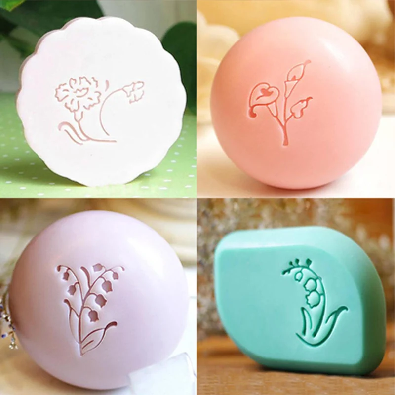 Small Flower Pattern Handmade Soap Stamp, Clear DIY Natural Acrylic, Decorative Soap Making, Custom Printing