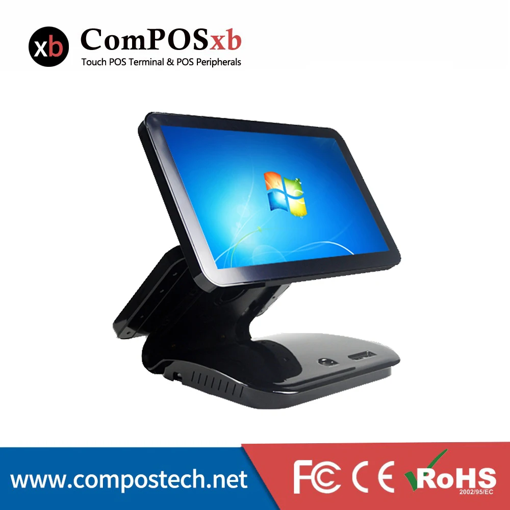 15.6 inch capacitive touch screen+11.6 inch second touch screen pos system for supermarket