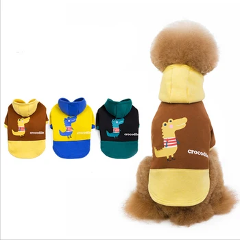 

Pet Sweater Autumn and Winter Warm Fleece Dog Sweater Crocodile Printed Clothes Teddy Law Fighting Dog Clothes