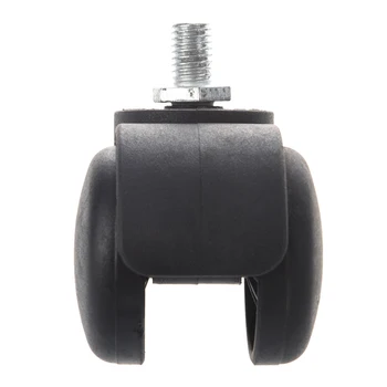 

New Threaded Stem Connector Twin-wheel Black Chair Trolley Caster with 3/8" Threaded Stem