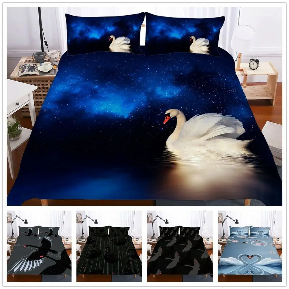 Flying Swan Duvet Cover&ampPillowcase 3D Printed Bedding Set 2/3 Pcs Double Full Queen King Size Quilt Cover Home Textiles | Дом и сад