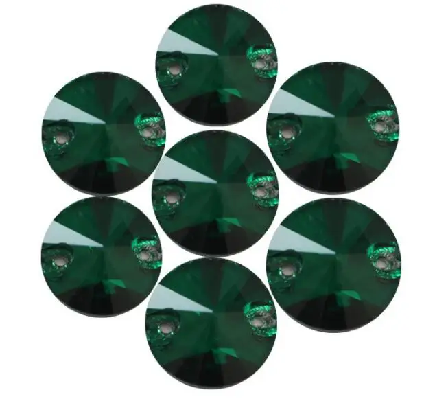 dark green Zsbszc круглый кристалл стекло много цветов пришитые стразы с плоской задней стороной пришитые камни для свадебного платья 8mm10mm12mm14mm16mm18mm ZZ049 - Цвет: dark green