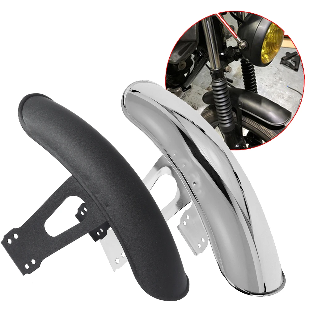 Black/ Chrome Metal Motorcycle Front Fender Protector Mudguard Cover