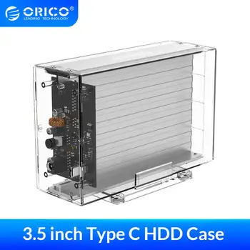 

ORICO 3.5'' Dual Bay Type C HDD Case SATA to USB C Portable Transparent HDD Docking Station UASP 24TB Add 12V Power Adapter