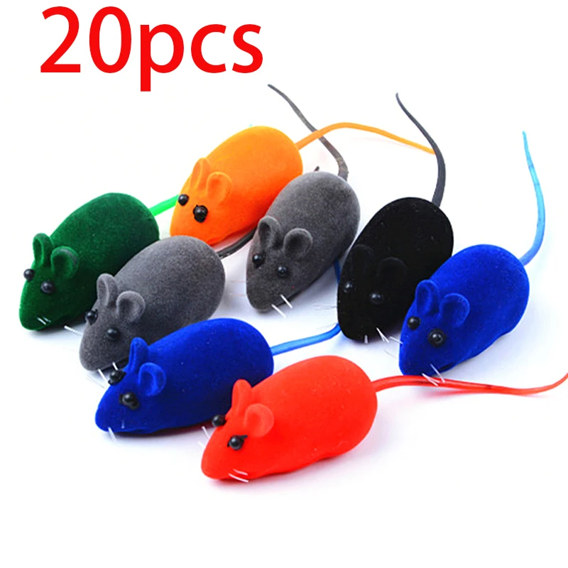 1/2/5/10/20PC Cute Cat Toy Interactive Sound Plush Rubber Vinyl Mouse Pet Cat Realistic Sound Toys Flocking Mouse Funny Cat Toys