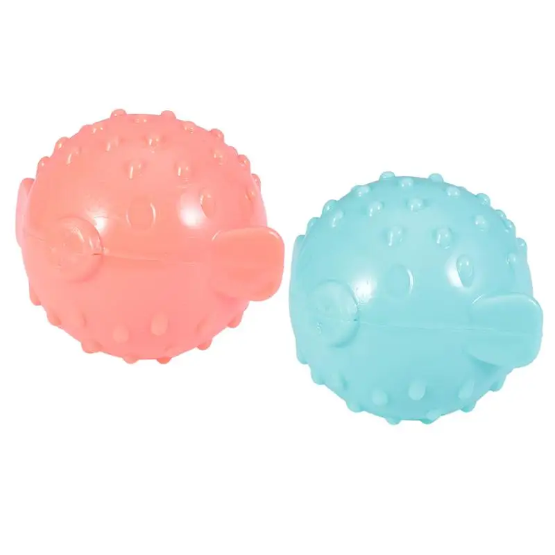2pcs Creative Dog Squeaky Toy Funny Bite-resistant Ball Durable Pet Interactive Supplies (Blue Orange) |