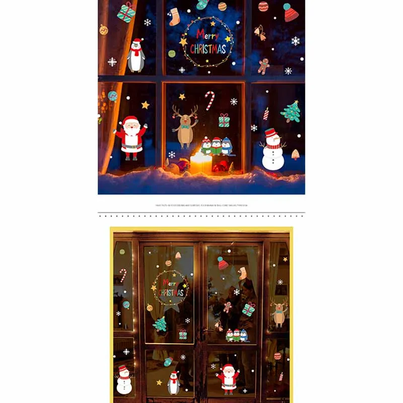 Merry Christmas настенная Рождественская наклейка украшение стеклянная наклейка Рождественская елка узор стекло для витрин дверной фон