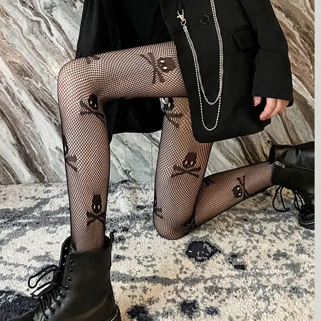 Women Anime Cosplay Lolita Girls Tights Black Sexy High Waist Fishnet Nylon Stocking Mesh Hosiery Pantyhose Lingerie Accessories black 2