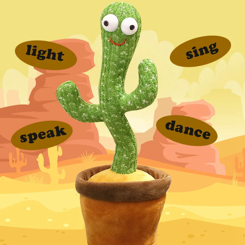 Funny Dancing Cactus Doll Plush Toys With Electronic Songs Recording Talking For Kids Gifts Home Decoration Childhood Educations