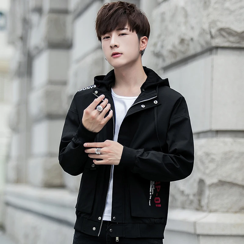 Осенняя бейсбольная куртка мужская красная черная homme Пальто Верхняя одежда с капюшоном плюс размер M-4XL корейская мода повседневная homme Пальто Куртки