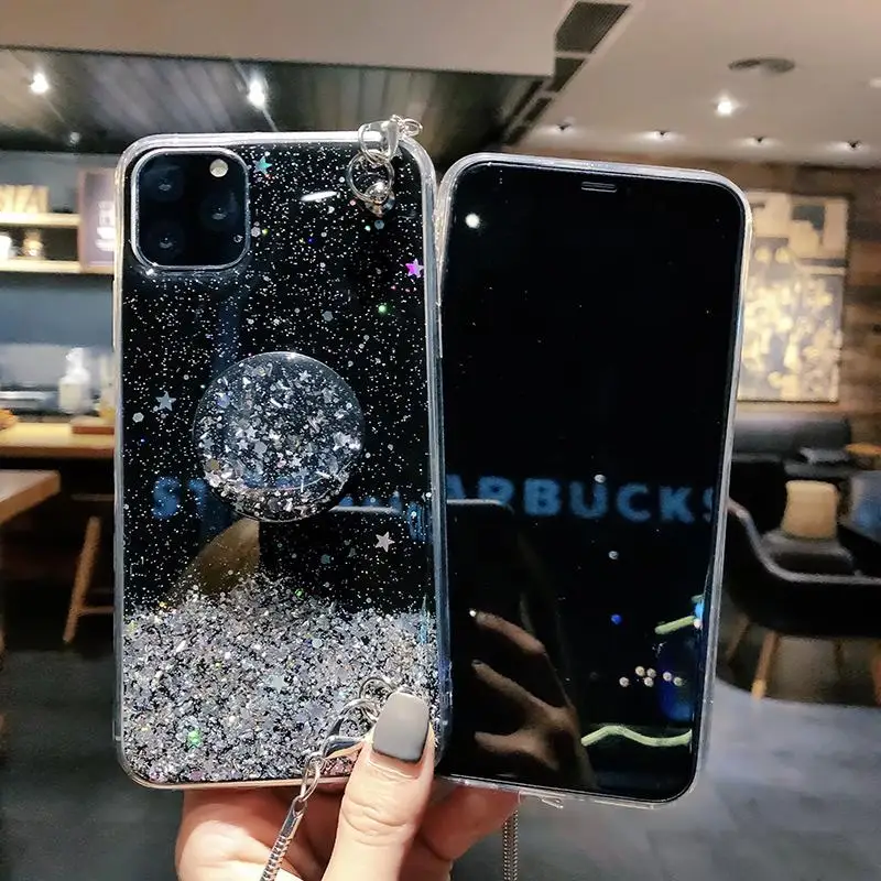 Чехол сверкающий с блестками для huawei mate 30 Pro mate 30 Чехол прозрачный Звездный силиконовый мягкий чехол mate 20 Pro mate 20 с Ремешок-держатель Capa
