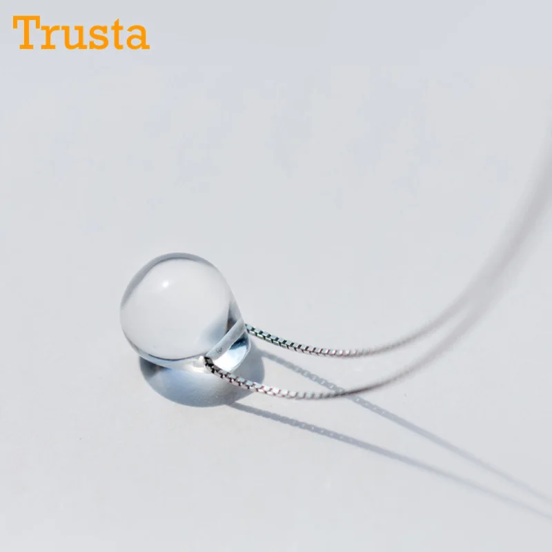 

Trustdavis Fashion 100% 925 Sterling Silver Jewelry White Crystal Pendant 40cm/45cm Short Necklace Cute Gift Girls Lady DS618