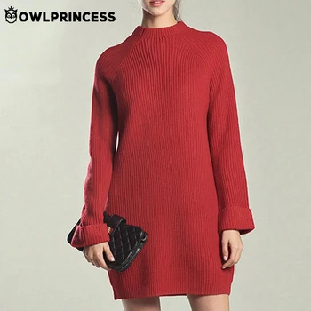 

Daily suit OWLPRINCESS Long Sleeve Women Winter Dress Fashion Simple Loose Dress Gothic Warm Comfortable Ladies Dresses