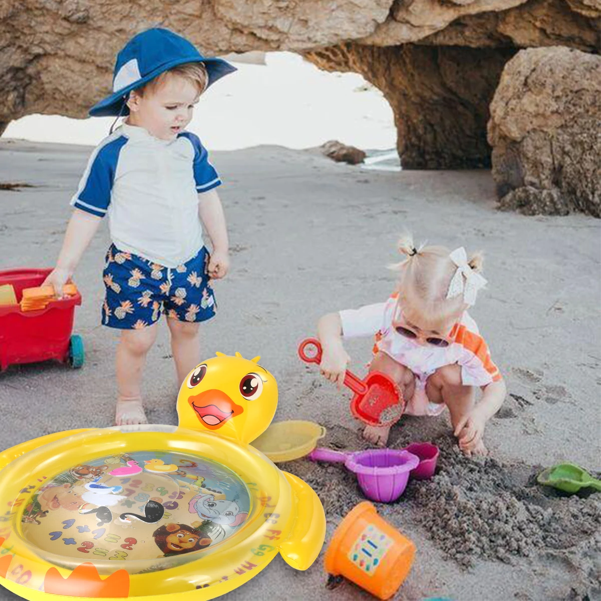 Водный коврик, детский игровой коврик, детский водный коврик, водный игровой коврик, детский игровой коврик, пляжный надувной утиный коврик, водяная подушка, игрушки