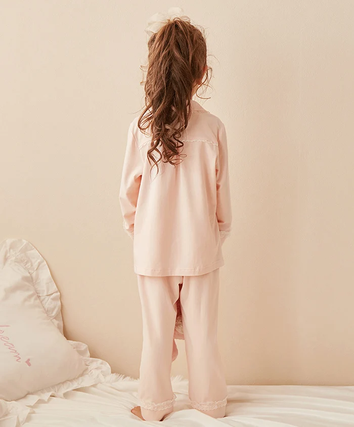 Children Girls Lolita Turndown Collar Pajama Sets.Long sleeve Tops+Pants.Toddler Kids Lace Pyjamas set.Girl Sleepwear Loungewear best pajama set	