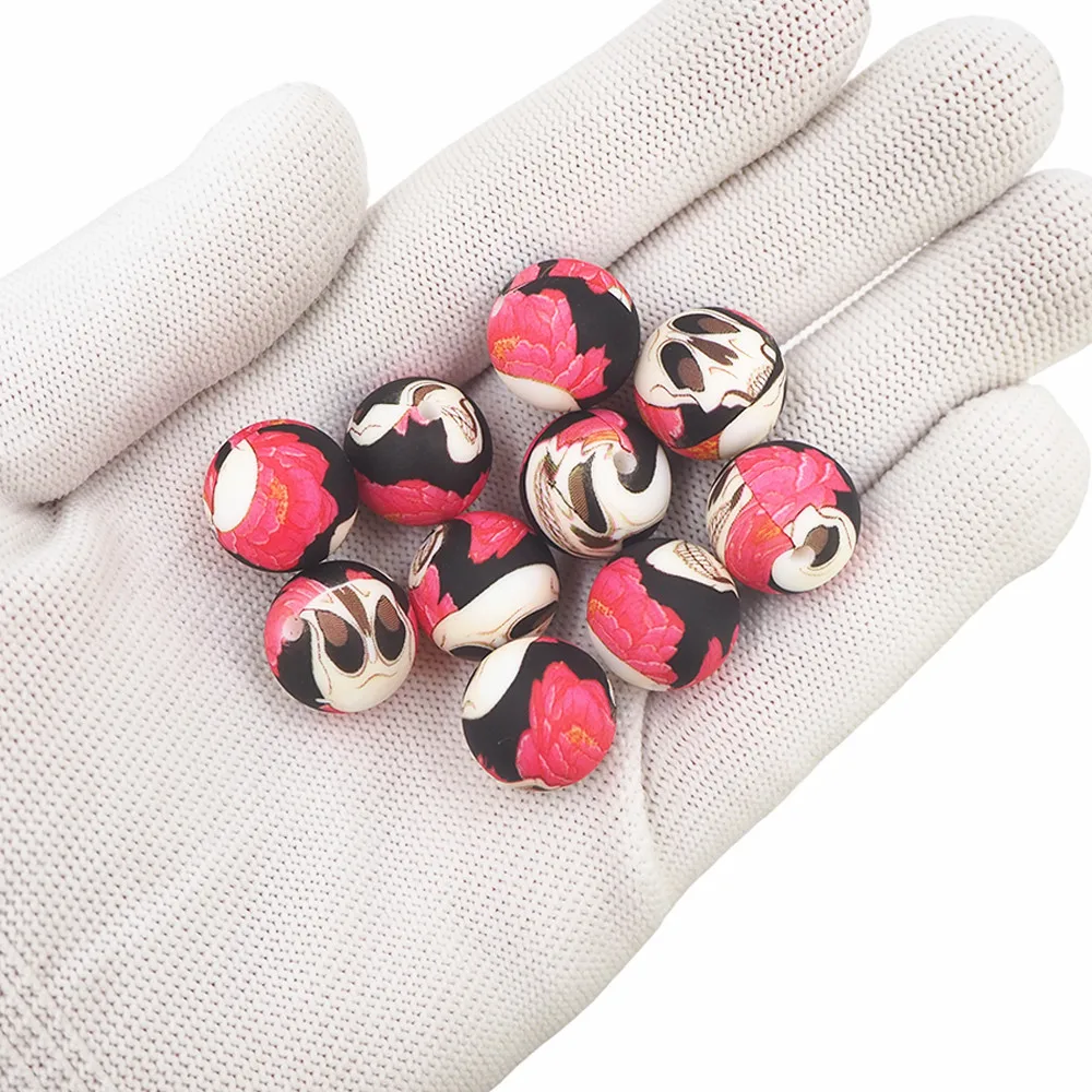 Chenkai 50PCS 15mm Red Ball Print Silicone Beads Baby Round Shaped Bead Teething BPA Free DIY Sensory Chewing Toys Accessories 44 H66a76d93c6594fb8849e21ea441e6e06S