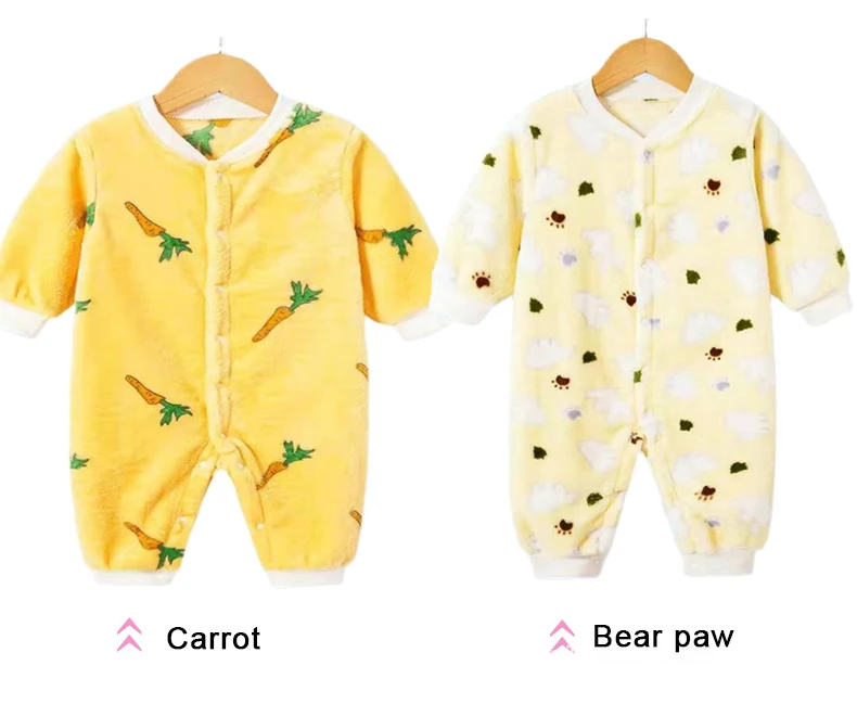 Winter Newborn Baby Clothes Flannel Baby Romper Warm Baby Boys Romper Pajamas Infant Girls Bodysuit Soft Fleece Toddler Jumpsuit black baby bodysuits	