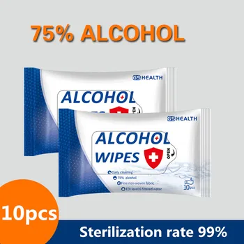 

10pcs/pack 75% Alcohol Disinfection Wet Wipes Antibacterial Sterilization Portable Hand Cleaning Non-woven Tissue
