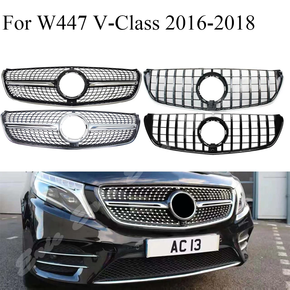 Передняя решетка бампера для автомобилей Mercedes Benz W447 2015 2016 2017 2018 алмазная черная