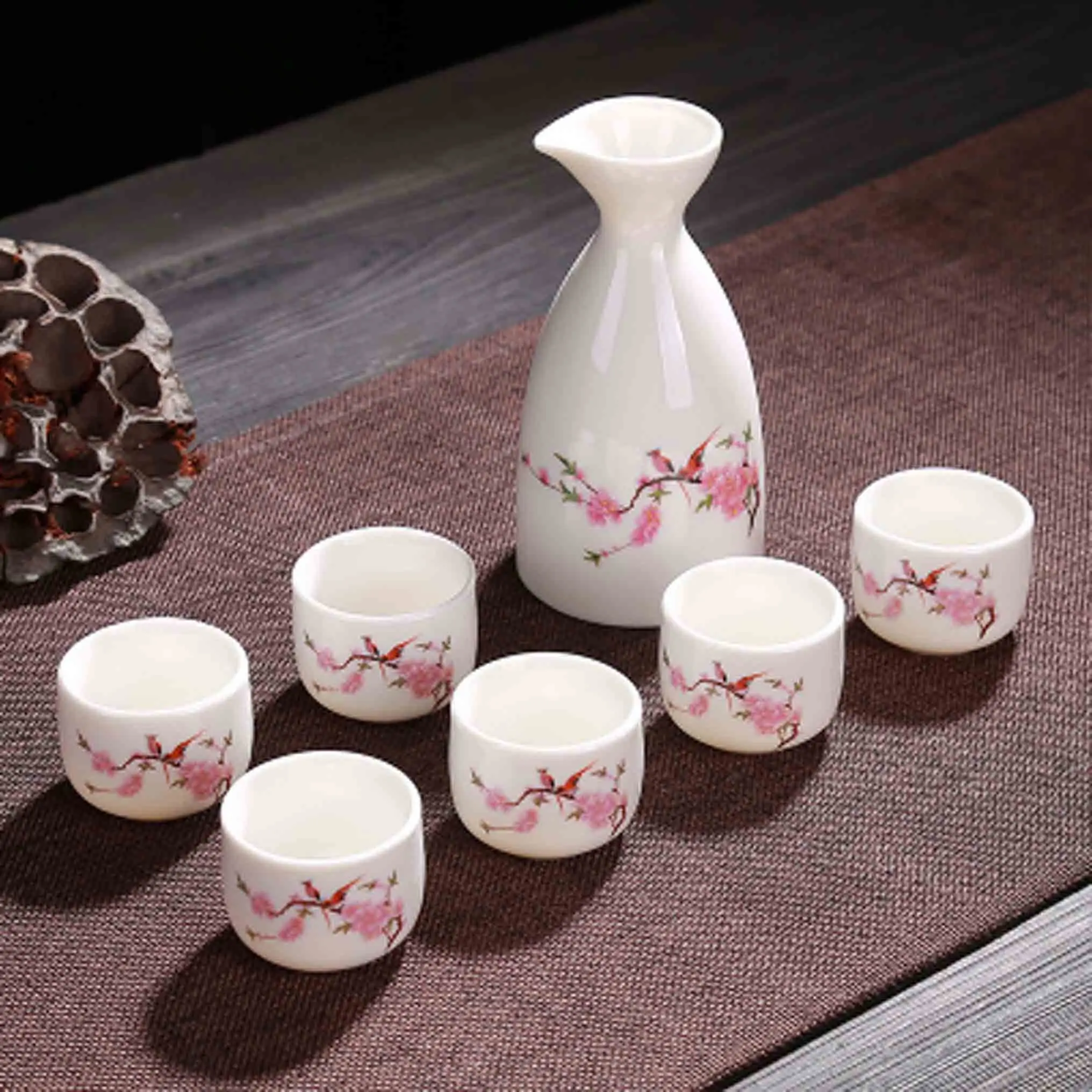 7 шт., винтажный керамический горшок, чашки, набор, японский стиль, фляги для бедер, для дома, кухни, офиса, кувшин, чашка для ликера, посуда для напитков, креативные подарки - Цвет: Style 3