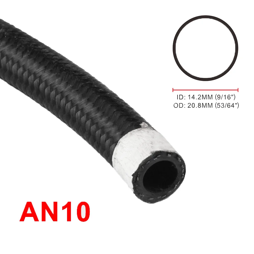 

AN10 Nylon Braided Fuel Hose 1M 500PSI High Pressure Rubber Fuel Pipe Racing Car Turbocharger Coolant Liquid Hose Oil Pipe -10AN