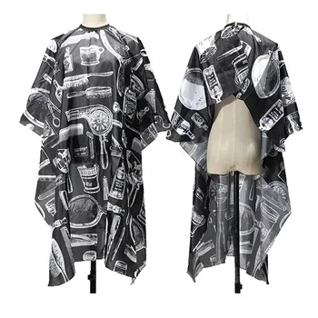 

Printing Haircut Salon Hair Cuts Waterproof Cape Black Nylon Wrap Scarf Protect Styling Tool Pro Hairdressing Apron Cloth