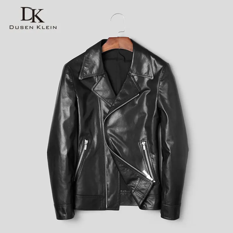 

Men Genuine Leather Jacket Real Sheepskin Jackets Casual Short Black Pockets 2020 Autumn New Jacket for Man J1129